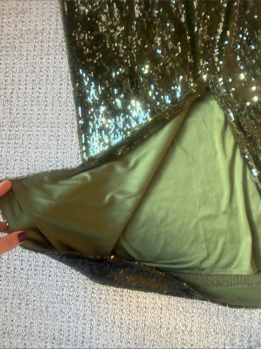 ANTONIO MELANI Olive Green Iman Sequin Midi Skirt in Chive Size 4 - Picture 9 of 9